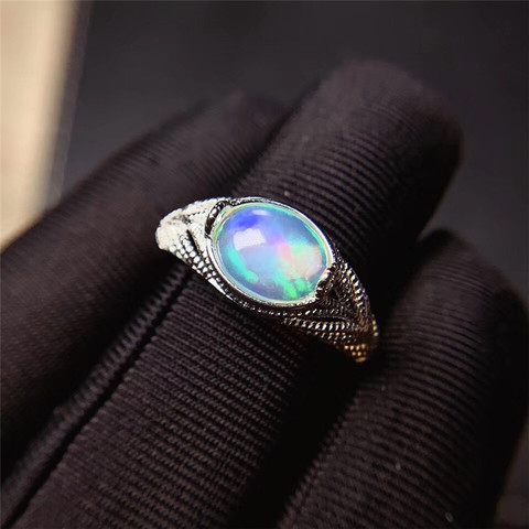 Leechee opal ring 7*9mm natural colorful gemstong jewelry for women birthday gift  real 925 Solid Sterling Silver free ship ► Photo 1/3