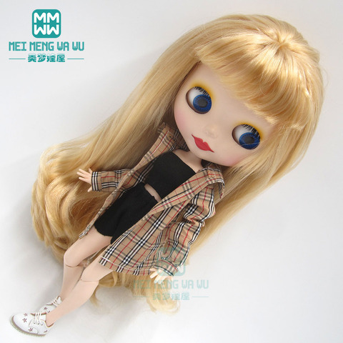 Blyth clothe fashion plaid shirt, short T, shorts, leather shoes for Blyth Azone 1/6 doll accessories ► Photo 1/6