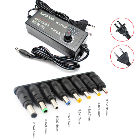 AC Adjustable Power Supply 3V-24V 3A AC DC 8 Plug Connect Universal Adapter Adjustable AC TO DC 220V 110V TO 3V 24V 9W 72W EU US ► Photo 1/6