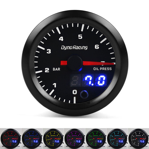 Dynoracing Dual Display 52MM 7 Colors Oil pressure gauge 0-7 BAR Oil press gauge with stepper motor ► Photo 1/6