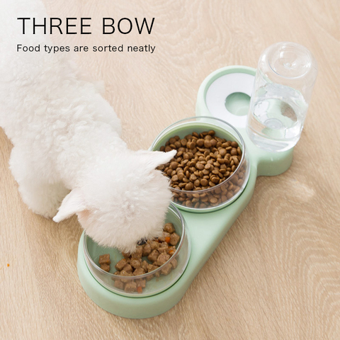 Pet Bowl Cat Double Bowls Automatic Water Container Food Dispenser Cat Feeder Food Bowls Drinking Raised Stand Dish for Cat Dog ► Photo 1/6