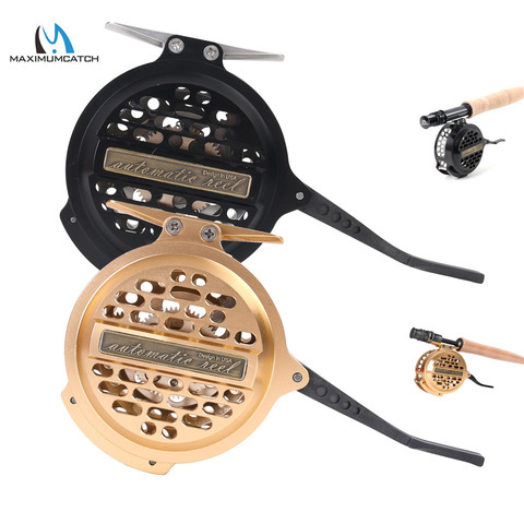 Maximumcatch Automatic Fly Fishing Reel Y4 70 2+1 BB Super Light Aluminum Fly Reel Black/Gold Color ► Photo 1/6