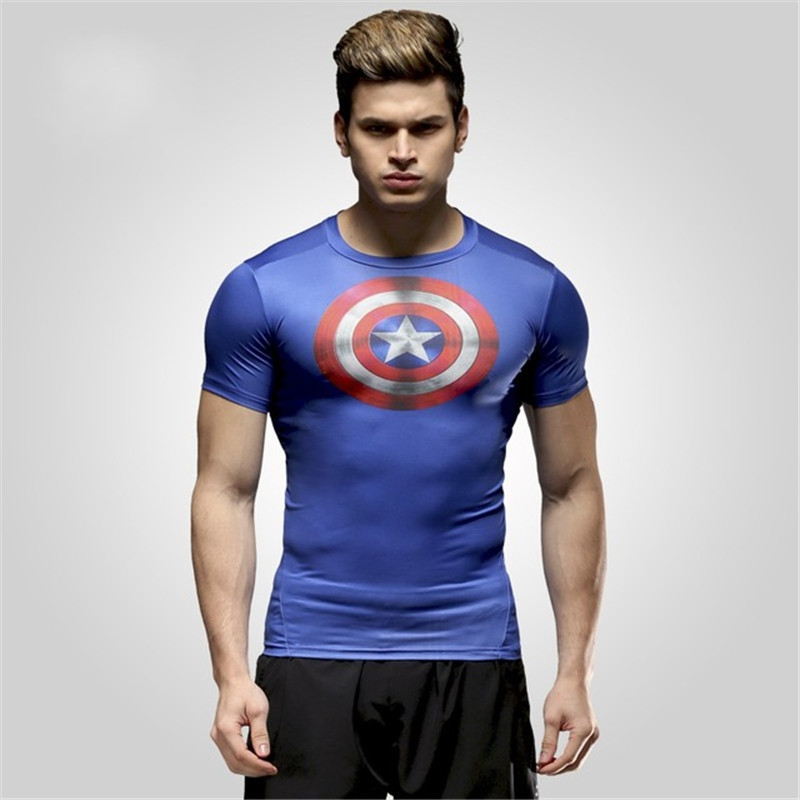 MMA Bjj Rash Guard T-Shirt Compression Short Sleeve Top Mens Superman Gym Shirt