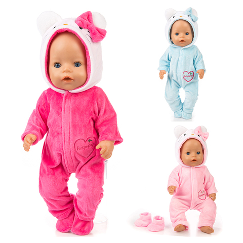 New warm cat jumpsuits+shoes Doll Clothes Fit For 43cm zapf baby Doll clothes reborn baby  Doll Accessories ► Photo 1/6