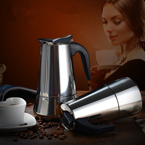 600ml Classic Stainless steel304 bar percolator office family Coffee machine Cappuccino Octagonal Mocha latte pot espresso maker ► Photo 1/6