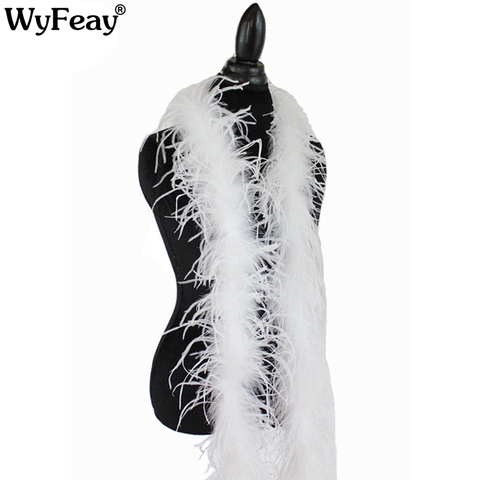 2Meters White Ostrich Feather Boa Trims Skirt Costume Ostrich Feathers for Decoration Crafts Wedding Feathers Decoration Plumas ► Photo 1/6