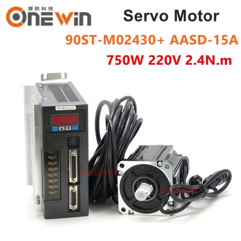 90ST-M02430 750W 220V AC servo motor driver kit 90mm 3000rpm 2.4N.m match driver AASD-15A permanent magnet ► Photo 1/6