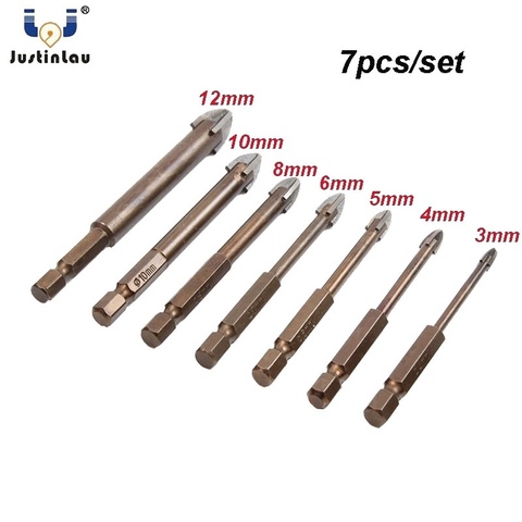 7Pcs/set Tungsten Carbide Glass Drill Bit Set Alloy Carbide Point with 4 Cutting Edges Tile & Glass Cross Spear Head Drill Bits ► Photo 1/5