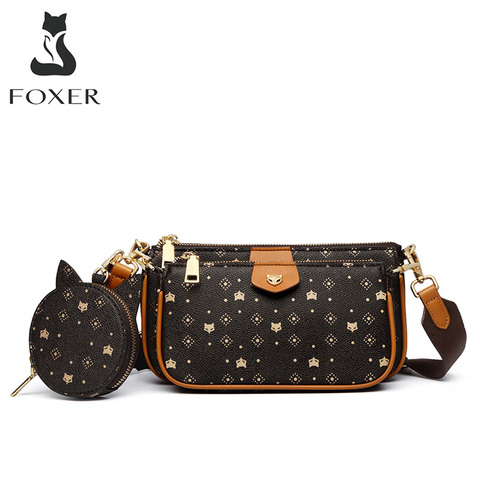 FOXER 2022 New 3 in 1 Crossbody Monogram Bags Signature Women Bag Removable Coin Purse PVC Leather Female Fashion Shoulder Bags ► Photo 1/6