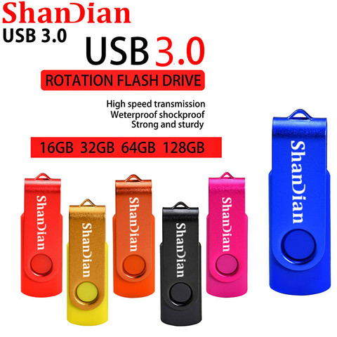 SHANDIAN Rotation USB Flash Drive Metal Pen Drive 128GB Usb Stick 3. 0 Pendrive 64GB 32GB 16GB 8GB 4GB High Speed Flash Drive ► Photo 1/6