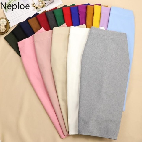 Neploe Summer Bodycon Woman Skirts High Waist Split Solid Color Faldas Office Lady Slim Fit Temperament Skirt Women 94694 ► Photo 1/6