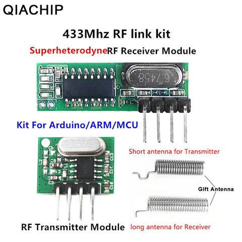 QIACHIP 433 Mhz Superheterodyne RF Receiver and Transmitter Module For Arduino Uno Wireless Module Diy Kit Free Gift antenna ► Photo 1/6