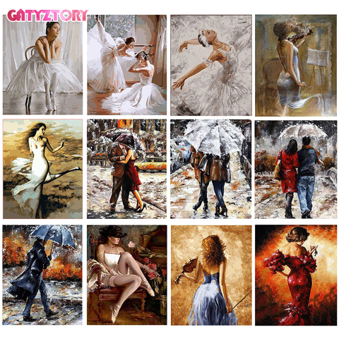 GATYZTORY DIY Pictures By Numbers Ballet Girl Kits Drawing Canvas HandPainted Oil Painting By Number Dancer Figure Home Decor ► Photo 1/6