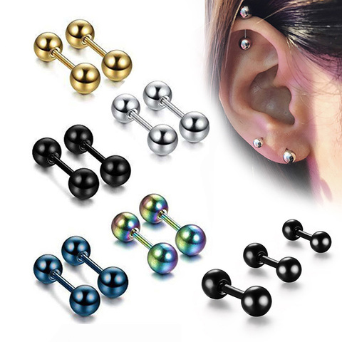 1Pair Medical Titanium Steel Stud Earring Small Ball Screws Small Earrings Male Ear Bone Nail Lip Piercing Body Jewelry ► Photo 1/6