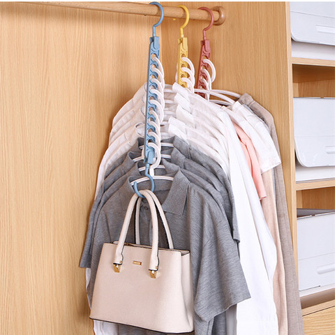 9 hole magic clothes hanger multi-function folding hanger rotating clothes hanger wardrobe drying clothes Hanger Home Organizer ► Photo 1/6