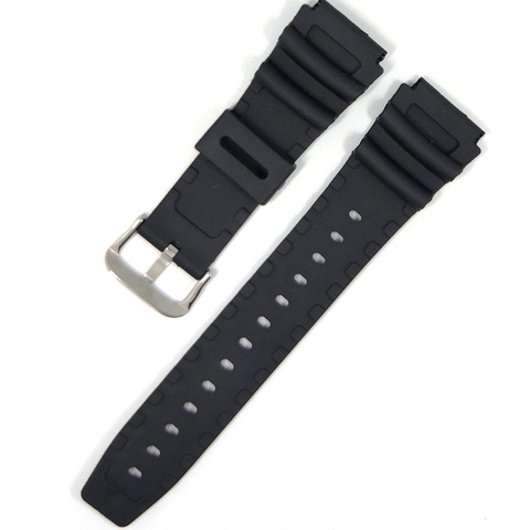 Rubber Watch Band Strap Sport Diving 18 20 22mm Men Silicone Bracelet With Silver Stainless Steel Metal pin Buckle For Casio ► Photo 1/6