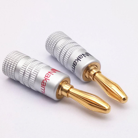 4pcs GD Amp Nakamichi Speaker 4mm Banana plug connectors  Pure copper gold-plated banana plug audio speaker line plug ► Photo 1/3