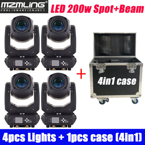 4PCS Lights + 1PCS Flight Case Led 200w 2in1 RGBW Beam/Spot Light DMX512 Moving Head Light DJ /Bar /Party /Show /Stage Light ► Photo 1/6