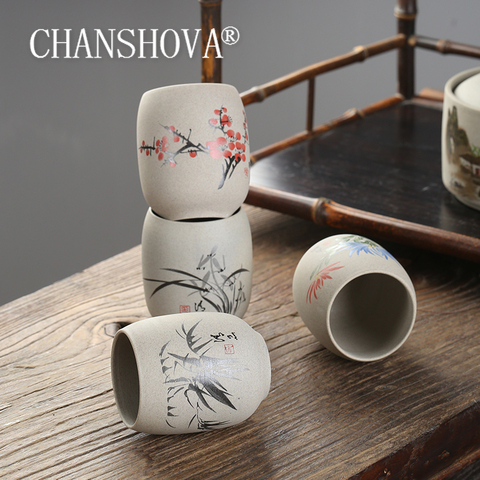 CHANSHOVA  150ml Traditional Chinese Style Hand Painted Ceramic Teacup Small and Large mug Coffee cup China Pottery tea set H393 ► Photo 1/6