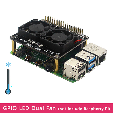 Raspberry Pi 4 Model B GPIO Extenstion Board Cooling Fan with Blue LED Light Switch Dual Fan Module for Raspberry Pi 4B/3B+/3B ► Photo 1/6