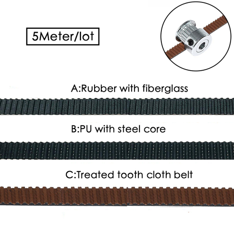 5M 2GT open timing Belt 6mm PU with Steel Core Rubber fiberglass timing belt GT2 6mm Belt Black Color  for 3d printer ► Photo 1/6
