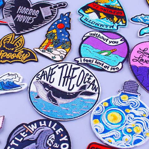 Save The Ocean Embroidered Patches For Clothing Patch For Clothing Iron On Patches On Clothes Embroidery Whale Clothing Patch ► Photo 1/6