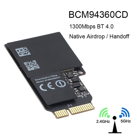 1750Mbps Dual Band WiFi Bluetooth Card 2.4GHz/5GHz BT 4.0 Broadcom BCM94360CD Wireless Module For Apple Hackintosh Mac OS ► Photo 1/4