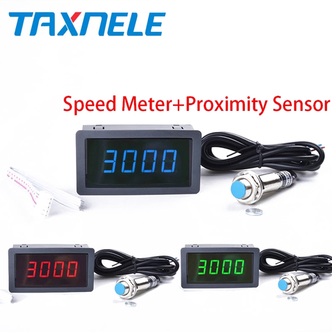 4 Digital Red Green Blue LED Tachometer RPM Speed Meter+Hall Switch Proximity Switch Sensor DC 8-15V Measure range 10-9999RPM ► Photo 1/6