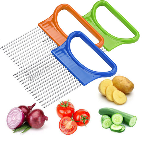 Easy Cut Onion Holder Fork Stainless Steel +plastic Vegetable