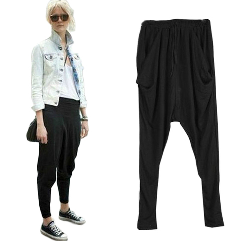 2022 Spring New Fashion Black Solid Pockets Causal Loose Big Size Women High Waist Harem Pants ► Photo 1/2