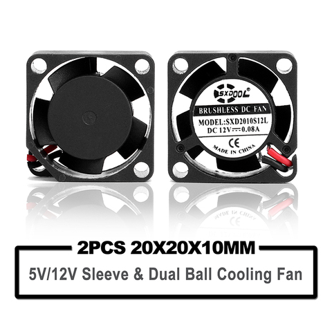 2pcs mini micro small cooling fan 20mm slim 10mm 20X20X10mm 2010 DC 12V 0.08A For pm2.5 detetor Monitor axial cooling fan ► Photo 1/6