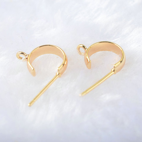 10PCS 10MM 11MM 24K Gold Color Plated Brass Half Circlel Stud Earrings High Quality DIY Jewelry Making Findings ► Photo 1/6