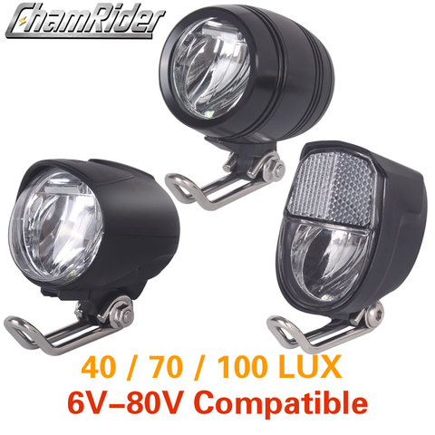 6V-80V 24V 36V 48V 60V Universal Compatible 1W 2W 3W 40 70 100 LUX Bike Electric bicycle E-bike Headlight Front Light Headlamp ► Photo 1/6