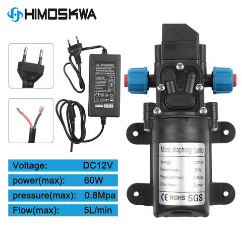 DC 12V 60W 5L/min Agricultural Electric Water Pump Black Micro High Pressure Diaphragm Pump Water Sprayer Car Wash ► Photo 1/6