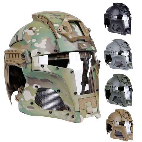 Military Airsoft Full Face Helmet Mask Safety Tactical Combat Helmet Adjustable Army Wargame CS Paintball Shooting Helmet Mask ► Photo 1/6