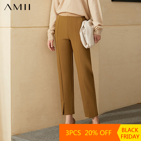Amii Minimalism Winter Women's Pants Fashion OLstyle High Waist Solid Straight Suit Pants Causal Female Trousers  12040776 ► Photo 1/6