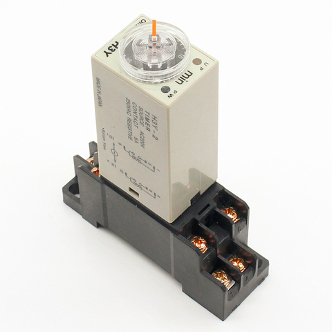 1pcs H3Y-2 AC 220V Delay Timer Time Relay 0 - 30 Minute/Seconds with Base Free Shipping ► Photo 1/3