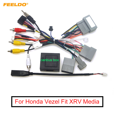 FEELDO Car 16Pin Android Stereo Power Wiring Harness With Canbus + USB For Honda XR-V(15-17)/Vezel(15-18)/Jade(13-17)/Fit(14-19) ► Photo 1/6