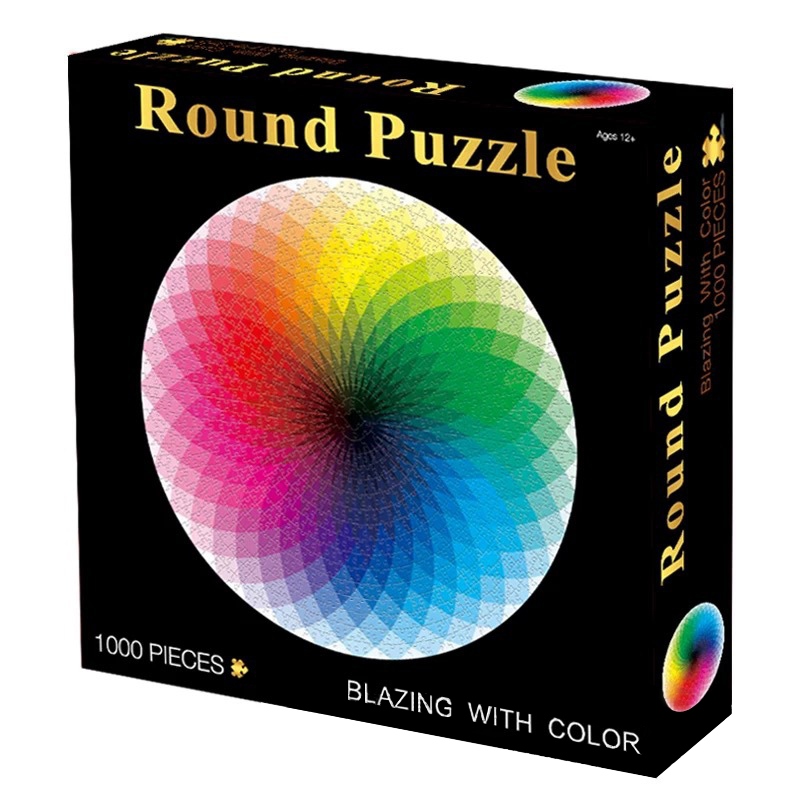 1000 Pieces DIY Color Jigsaw Puzzle Rainbow Round Geometrical Adult Kids Toy 