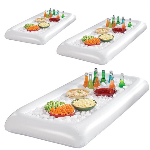 Pool Float Inflatable Beer Table Mattress Ice Bucket Serving Salad Bar Tray Food Drink Holder for Summer Water Party Air ► Photo 1/6