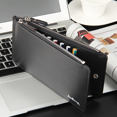 Men Wallet Credit Card Holder Leather ID Card Case Bank Wallet Large Capacity Bifold Clutch Phone Bag Hasp Cowskin Card Purse ► Photo 1/6