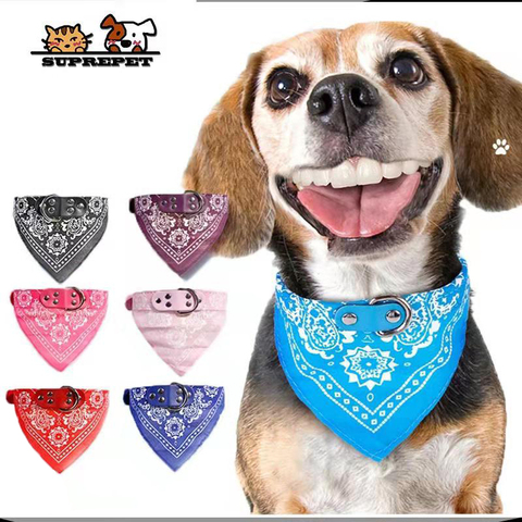 SUPREPET Cute Adjustable Small Dog Collars Puppy Pet Slobber Towel Outdoor Cat Collar Print Scarf  Design Dog Collar Neckerchief ► Photo 1/6