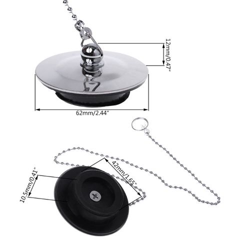 Bathtub Drain Plug With Chain Sink Basin Water Stopper For Bathroom Kitchen Chrome Plated ► Photo 1/6