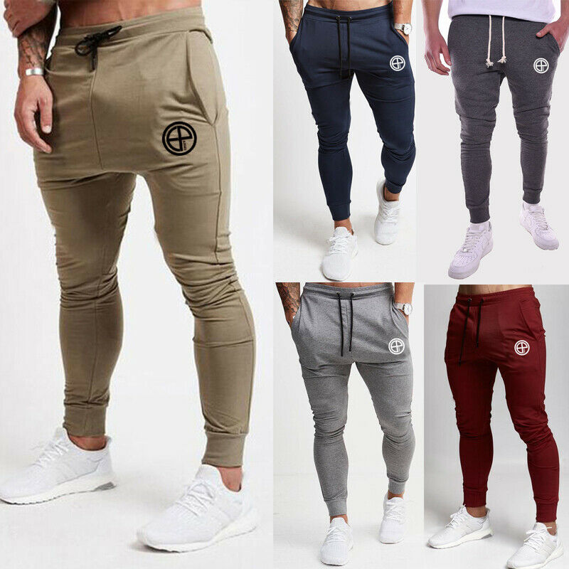 Mens Slim Fit Tracksuit Skinny Joggers Sweat Pants Running Gym Sports Trousers 