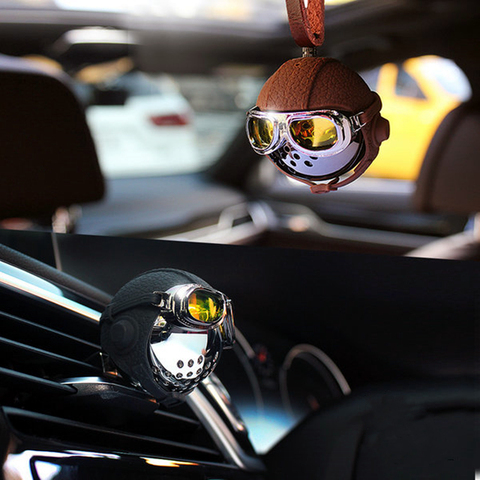 Stainless Steel + Leather Strap Hanging Car Fragrance Creative