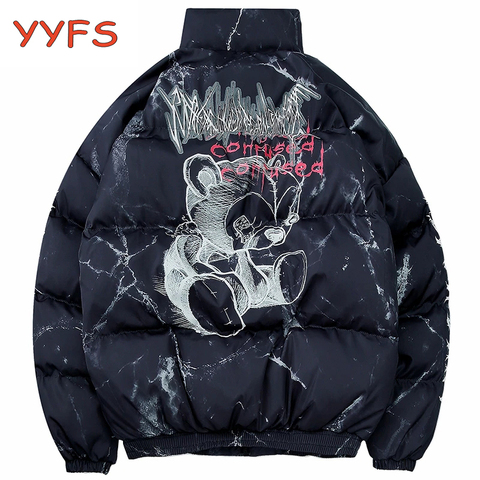 Winter Down Jacket Women/Men Cartoon Bear Print Parka Hip Hop Street Winter Thick Padded Jackets Sailor Moon Bubble Coats Couple ► Photo 1/6