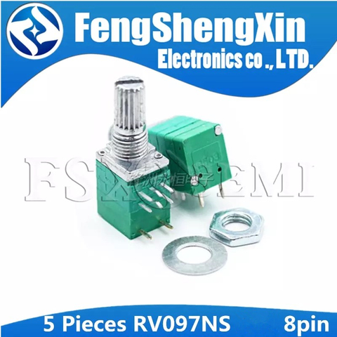 5pcs RV097NS 8pin B 10K 50K 100K RV097 RK097NS single linked potentiometer with switch audio shaft 15mm power amplifier sealing ► Photo 1/1