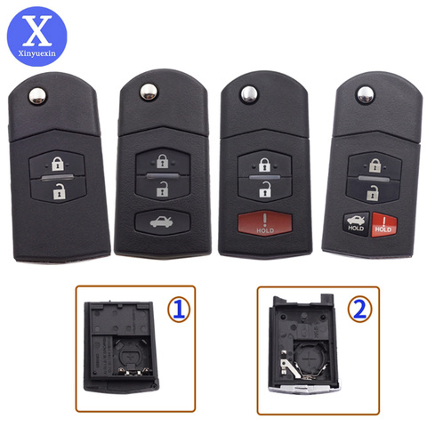 Xinyuexin Folding Flip Car Key Shell Fit for MAZDA 2 3 5 6 RX8 MX5 Uncut Blade Key Replacement Case Fob Accessories 2 3 4 Button ► Photo 1/6