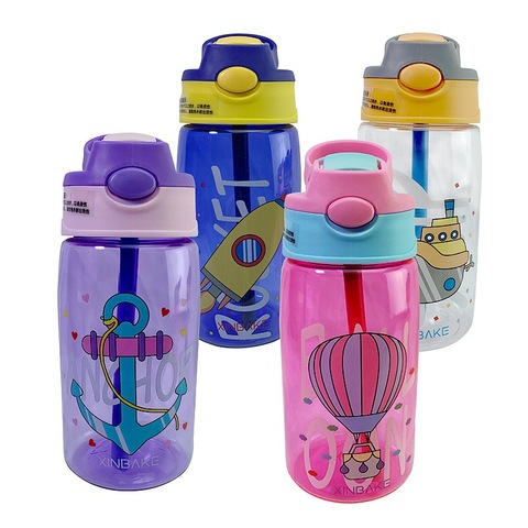 480ml Children Kids BPA Free Drinking Cup Water Bottle with Straws Leak  Proof
