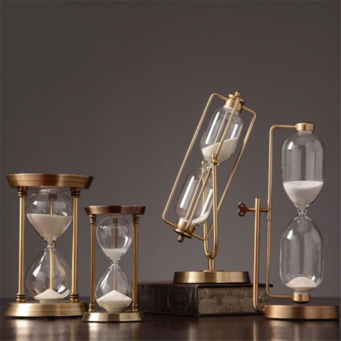 Wooden Sandglass Metal Sand Hourglass 15/30/60 Minute Countdown Timer Clock Golden Timing Adornment Desk Decoration Home Decor ► Photo 1/5